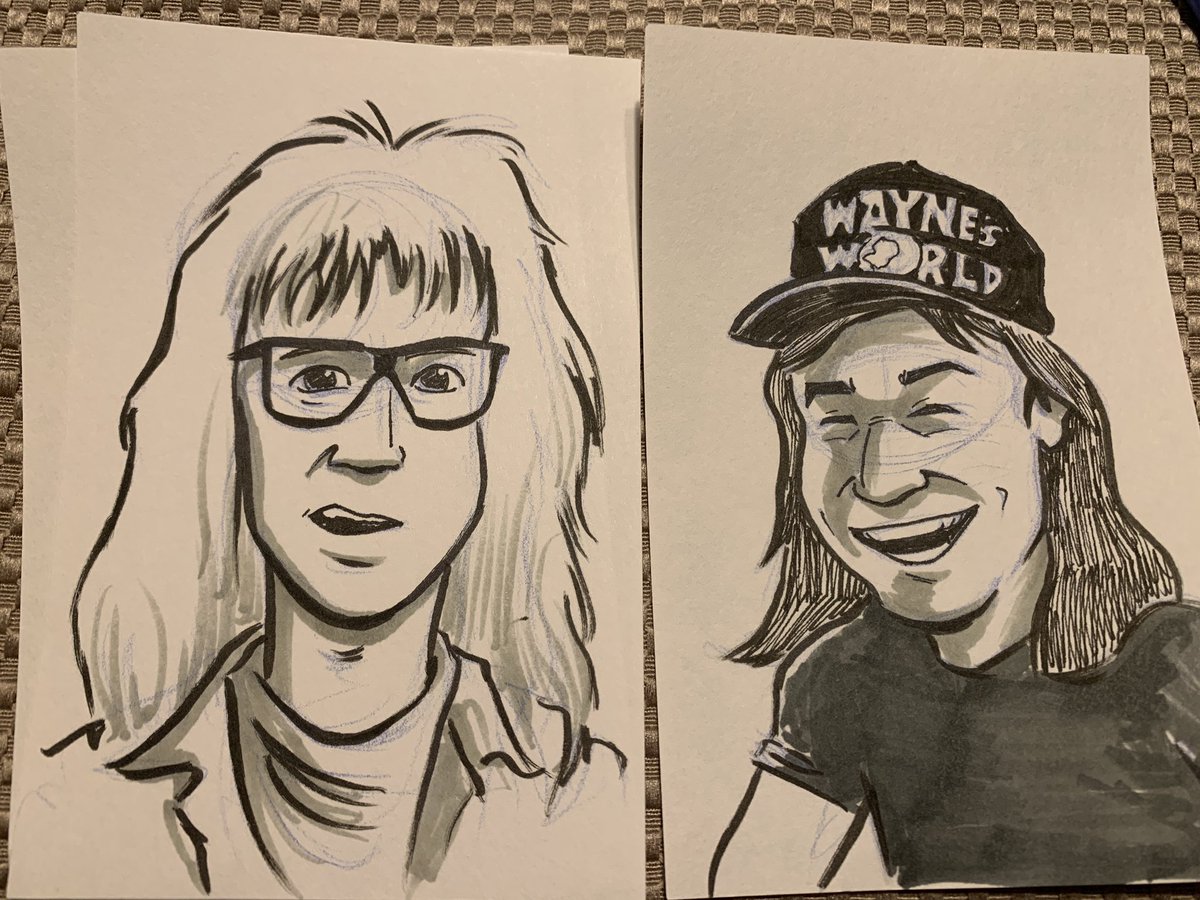 ArtistGamedev's tweet photo. Tomorrow’s sketches! #asketchforlunch #waynesworld https://t.co/BiQI7sUIpw