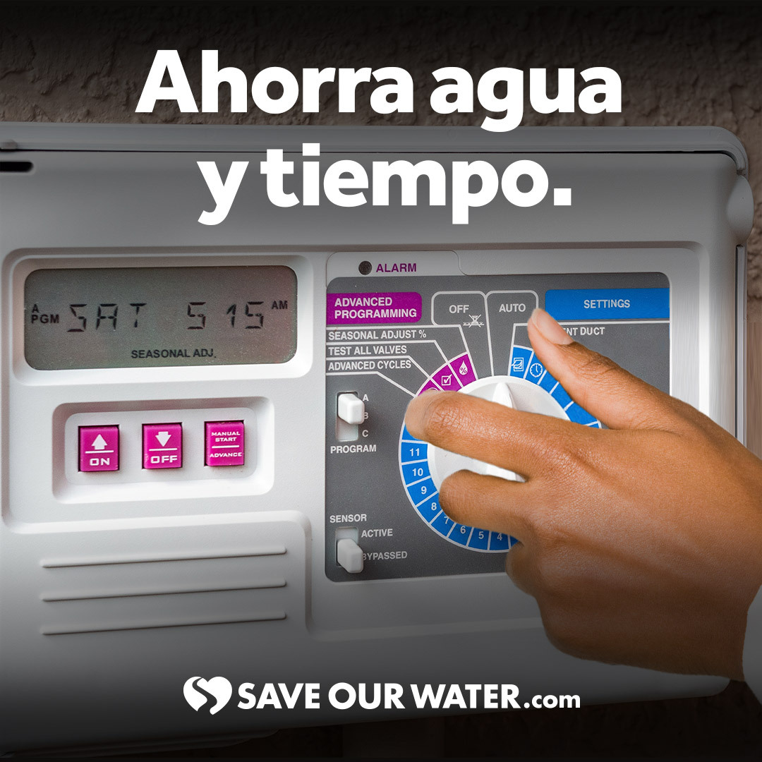 SBVMWD's tweet image. No hay tiempo que perder cuando se trata de salvar el agua de California. Usa un reloj automático para que ahorres tiempo y dinero. #SaveOurWater #cadrought #smarttimer