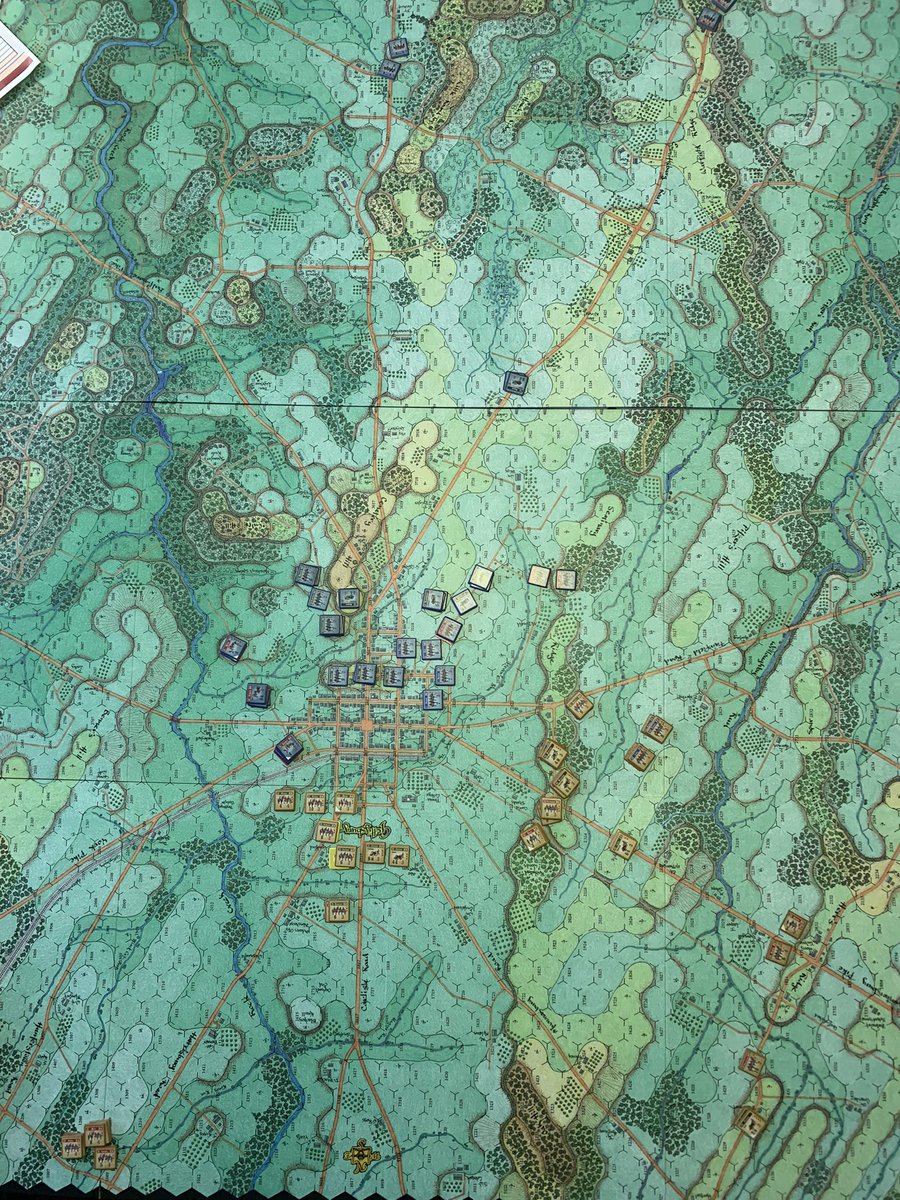 Situation at Gettysburg late afternoon on day 1. A most fearful sacrifice game play with son. This may be where we leave our second learning session for now. Going to try on vassal when we are remote. #wargaming #boardgame