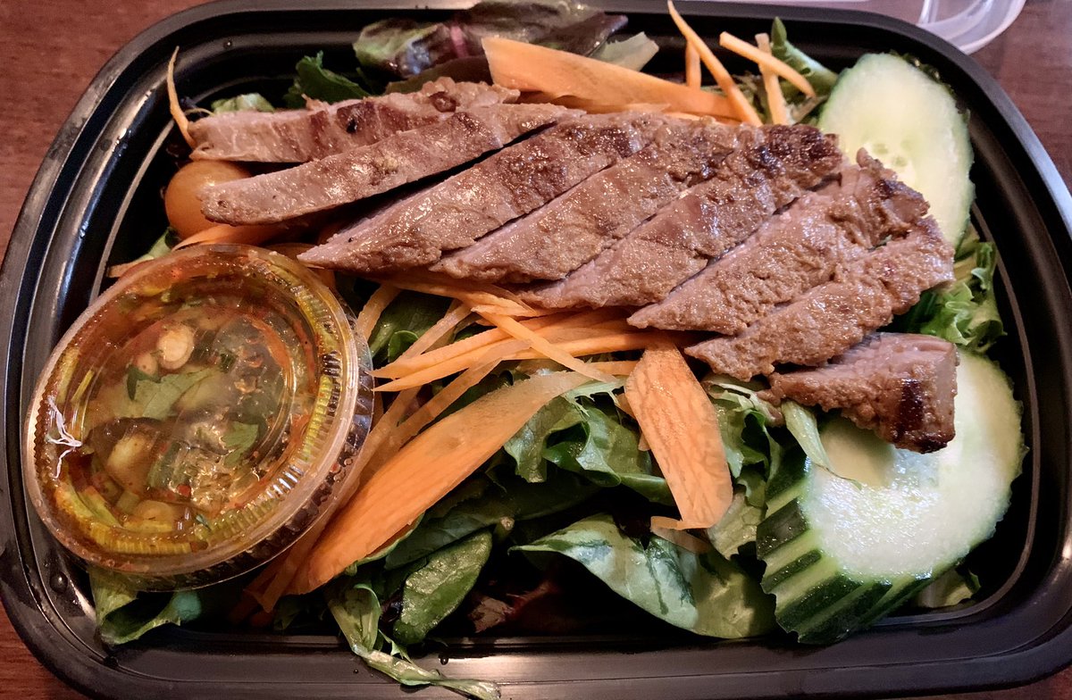 RobOstrom's tweet photo. Had my favorite meal for dinner. Hadn’t had steak in over 3 months. Delicious. #CryingTiger #LarbRestaurant https://t.co/e5nUglSwVI