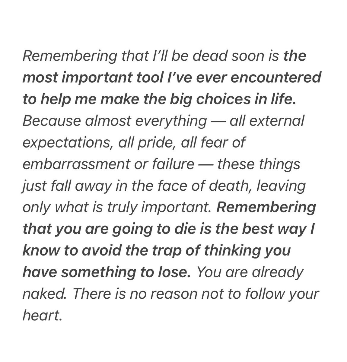 Steve Jobs on death and decision making: