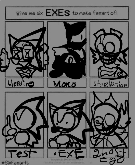 caz_arc's tweet photo. @DeviousNathan @IceboundWendigo @productions_orb @AHESreal @doomduke1 @GlichingThe Im sorry I couldnt finish because im busy the entire week but here are my sketchs of your exes. #exeoc #sonicexe #sonicexeoc https://t.co/hzqtJ7qeTV