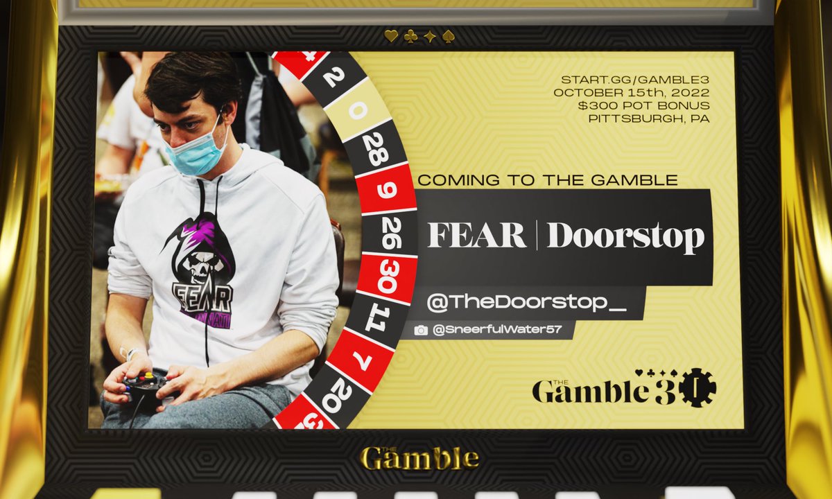 ImmortalJD99's tweet photo. Another player announcement! @TheDoorstop_ will be attending his first Gamble! 

Register: https://t.co/MtvBdyC1u4

📸: @Sneerfulwater57 https://t.co/P4X7sDwnDh