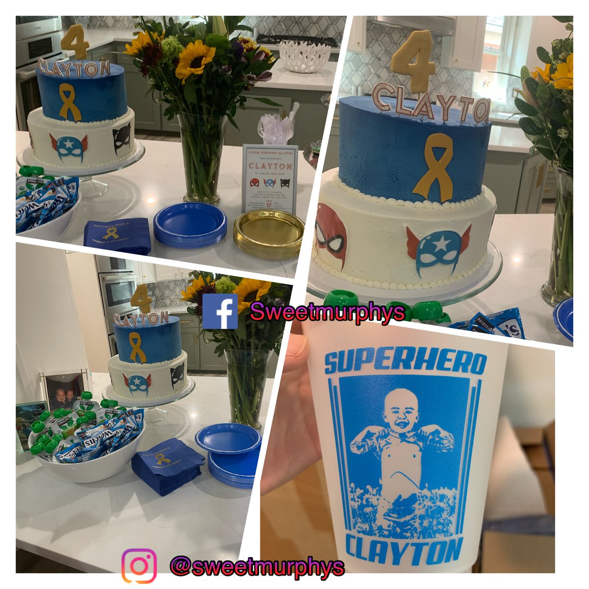SweetMurphysLLC's tweet photo. CLAYTON is 4 &amp; CANCER NO MORE!!!! 
We cannot be happier for this wonderful family!! Thank 
you for allowing us to be a part of your special 
celebration of superhero Clayton!!!!
#blessed #cancersurvivor #youthcancersurvivors 
#superhero #notallsuperheroeswearcapes https://t.co/rNgQaATV6x