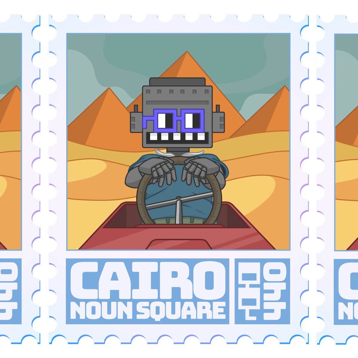 kimmydeuk's tweet image. Noun #440 looking good on a stamp 👀 #nounsquare #stampscom #nouns