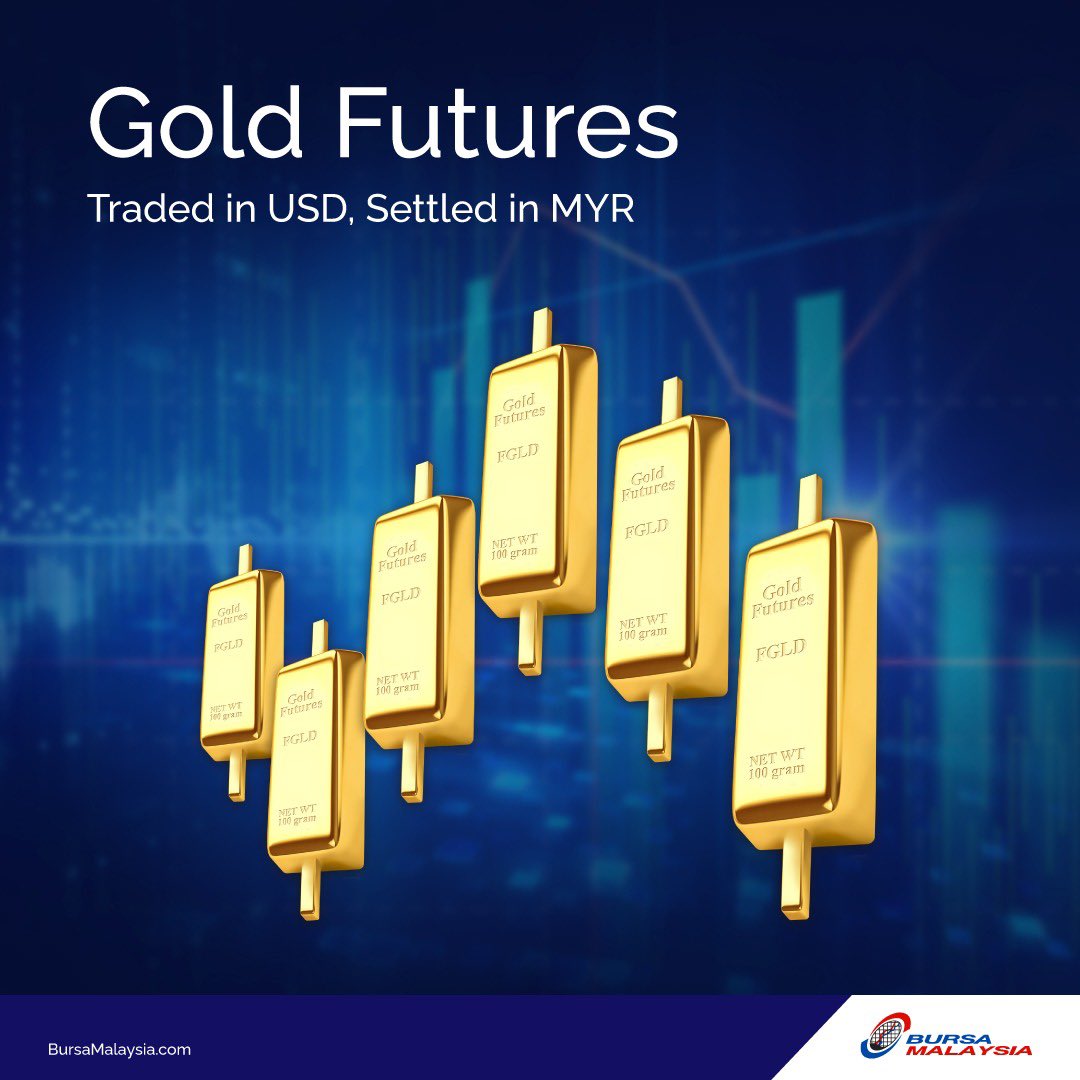 BursaMalaysia's tweet photo. The enhanced Gold Futures (FGLD) is available to trade starting today!
The cash-settled contract is quoted in USD and settled in MYR with a fixed multiplier of 40, thereby reducing the exposure to any currency risk.
Learn more:
https://t.co/0LSfNkMaWZ
#FGLD #Bursa https://t.co/3b8ntxId8m