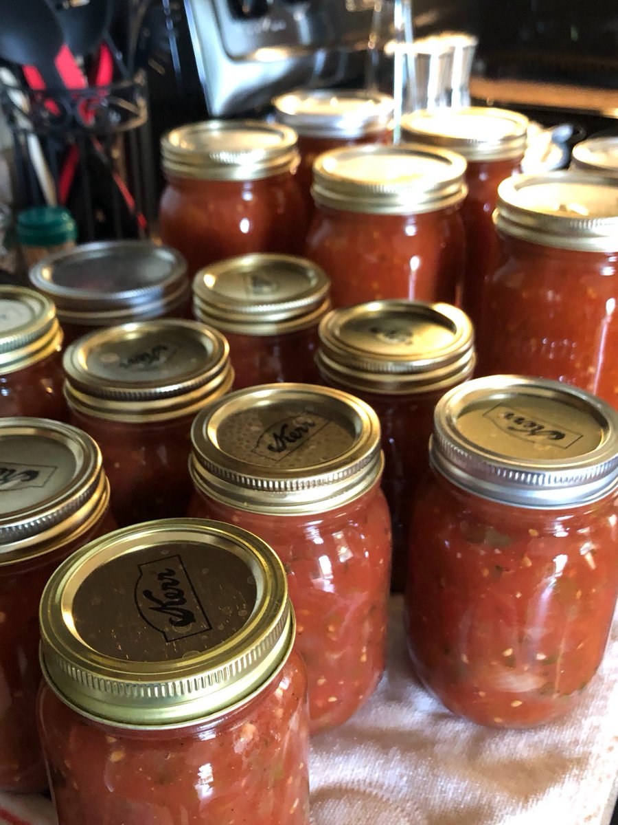 7j_bird's tweet photo. Salsa and Pasta Sauce canned today! #preservingtheharvest #gardening #diginthedirt https://t.co/mX46tb7IuR