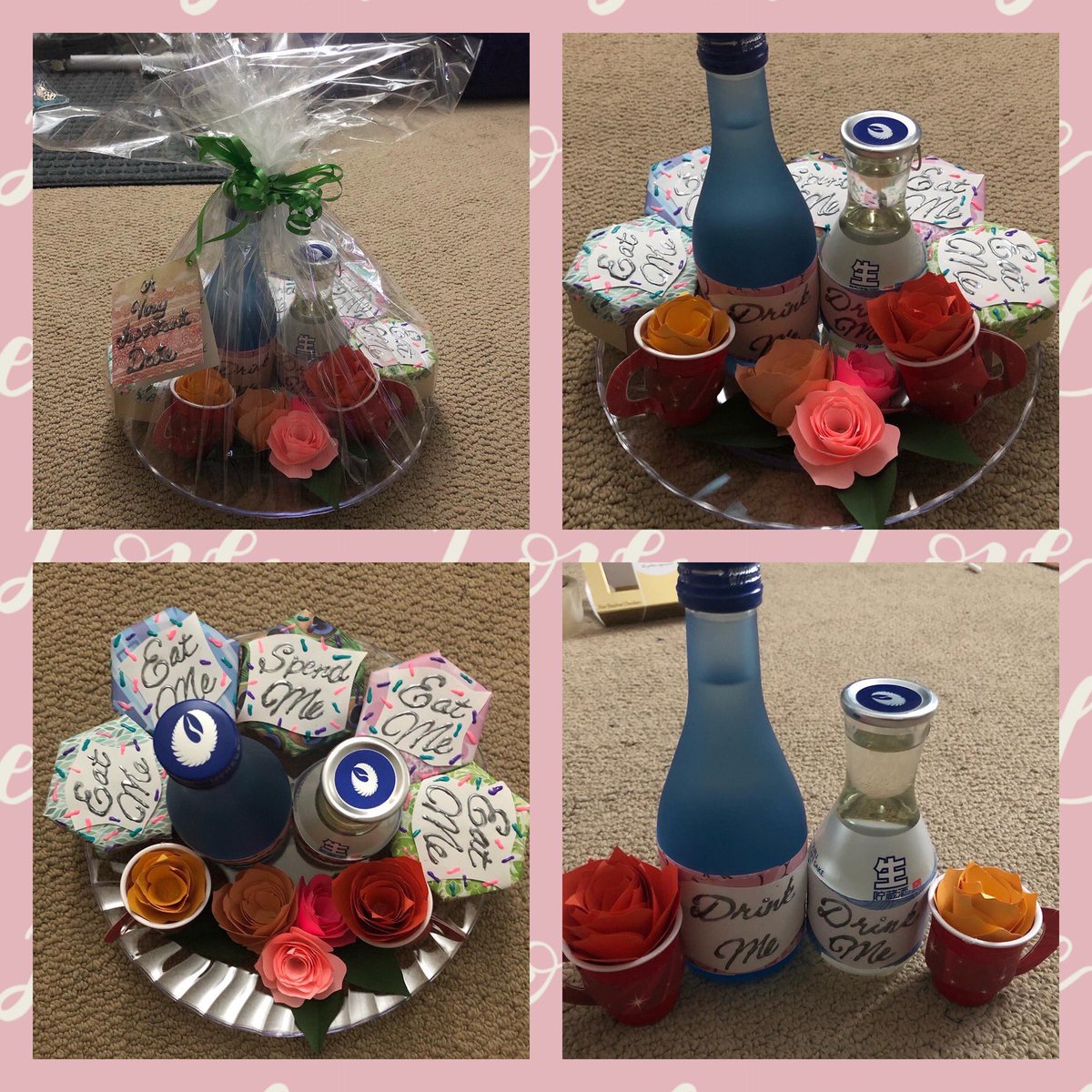Went to a fun Alice in Wonderland themed bridal shower and wanted to make a fun themed gift. So pleased with how it turned out.

#gift #aliceinwonderland #eatme #drinkme #creativegifts #craft #crafting #crafts #themedgifts