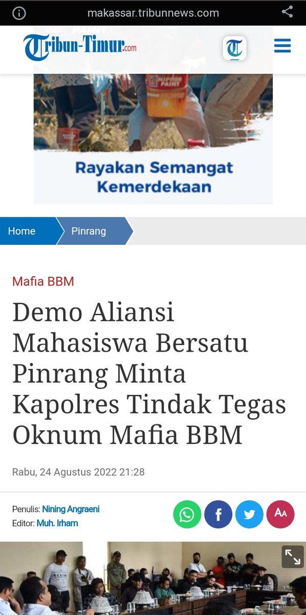 pmiipinrang's tweet photo. Mohon di atensi ke jajaran Polres Pinrang cc @DivHumas_Polri @ListyoSigitP 

1. Kinerja aparat kepolisian dalam menangani mafia bbm subsidi sampai hari ini belum menemui titik jelas

2. Dalam sepekan ini oknum aparat kepolisian lagi-lagi membuat citra kepolisian tercoreng https://t.co/va1ttmMDU4