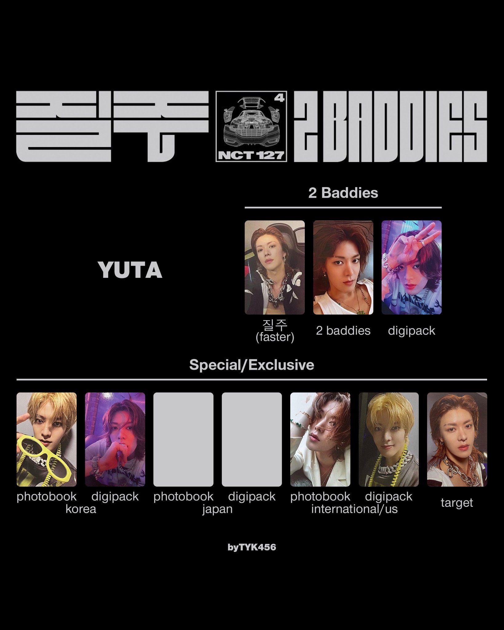 NCT 127 イリチル　2 baddies デジパック日本盤封入トレカ9枚 NCT 127 NCT127 2 Baddies JAPAN ver. official Photo card