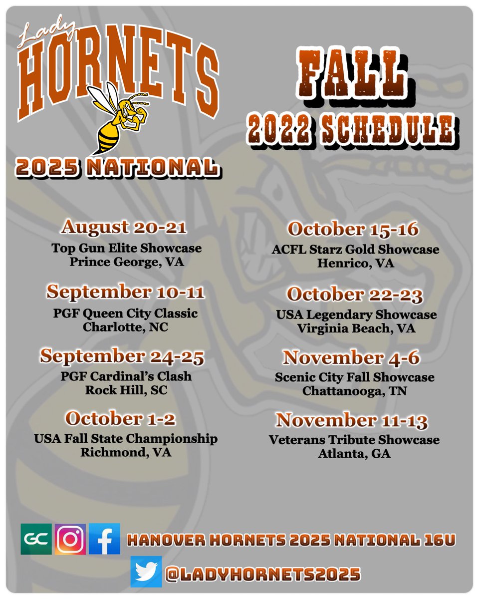 Catch our games in person or online (ladyhornets.live/2025national) this fall!! #SetThePACE 🧡

#HornetStrong 💪🥎🐝