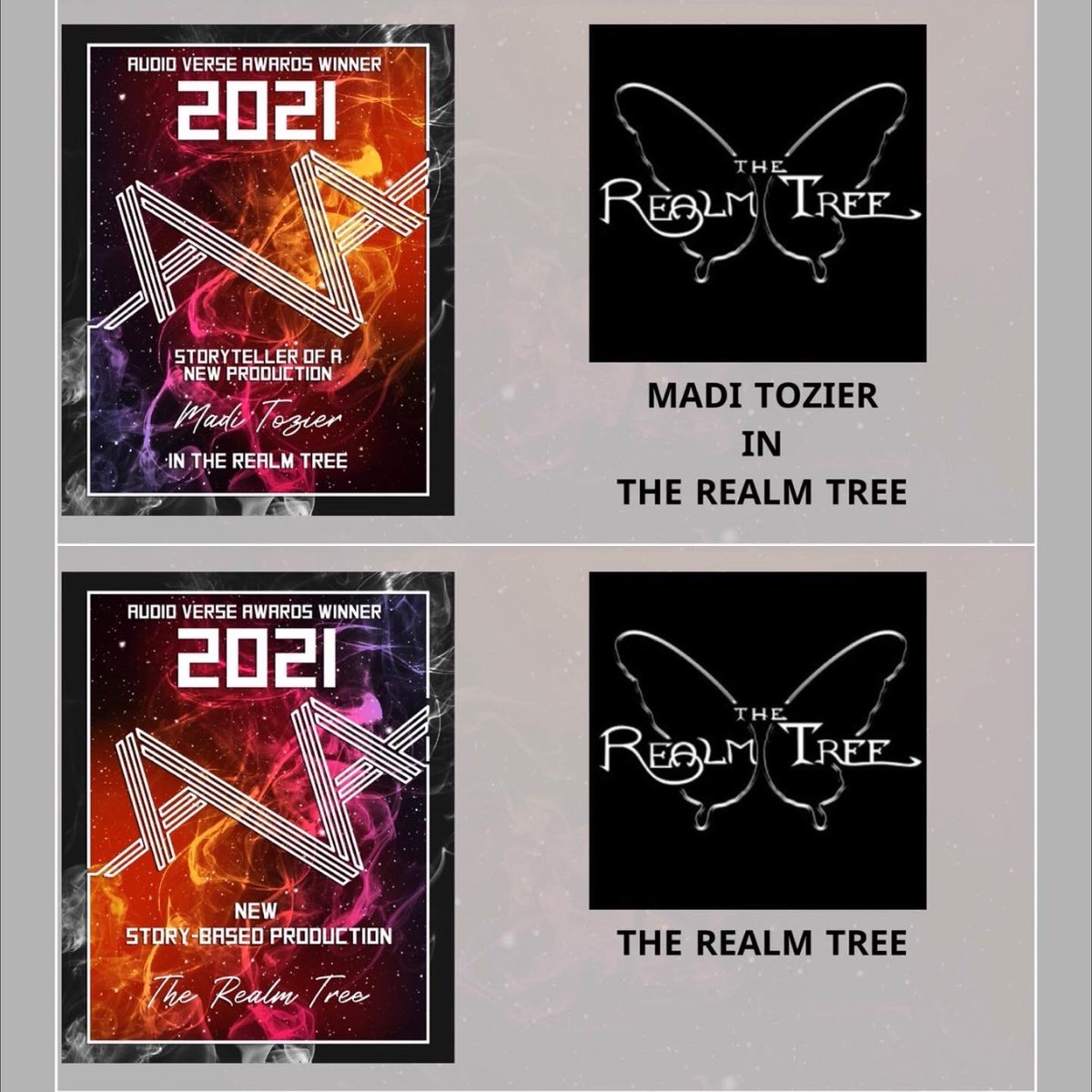 The_Realm_Tree's tweet photo. @FindThatPod Hello! We’re The Realm Tree, a 30 episode fantasy audio series about how fairies get their wings. We’re Audio Verse Awards 2021 winners for the New Story-Based Production and Storyteller categories!

Also recommending our friends at @LilMissKatePod for a more comedic story! https://t.co/JWF4ojDfCI