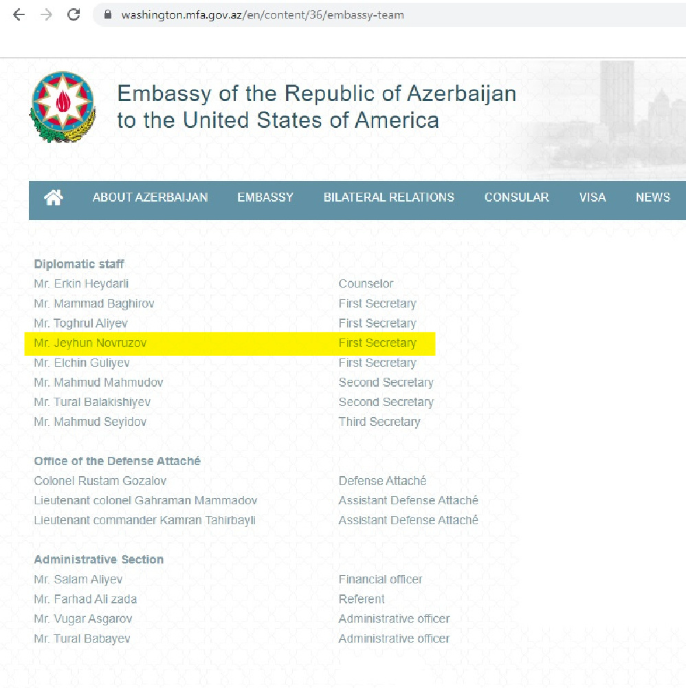 ANCA_DC's tweet photo. #Azerbaijan Embassy First Secretary in Washington, DC. https://t.co/0vJGgSS7kX