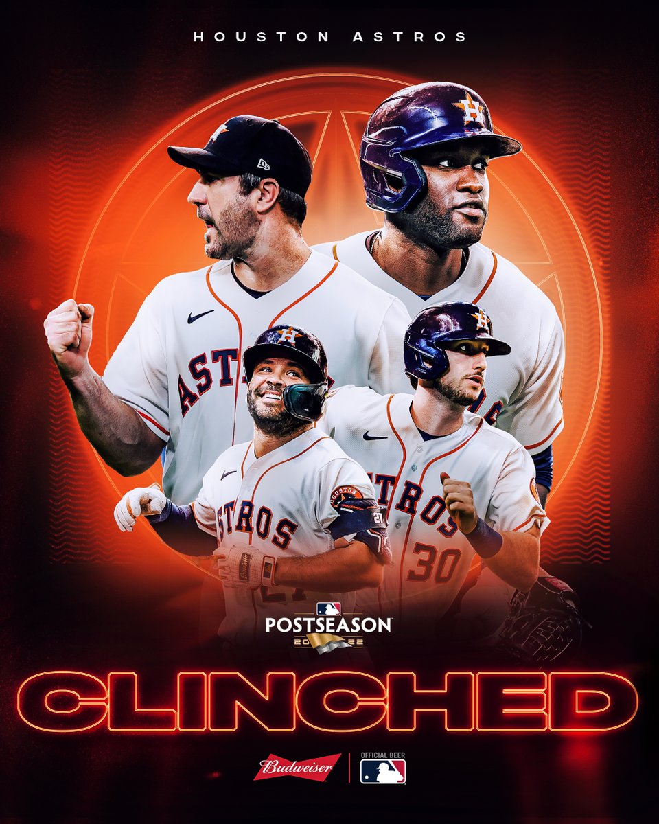 MLB's tweet image. The @astros are the AL's first squad headed to the postseason. #CLINCHED