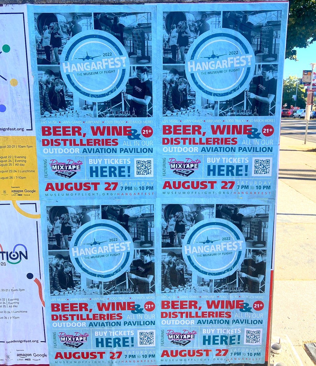 nwpolitesociety's tweet photo. We recently wrapped up a wheat pasting campaign for Museum of Flight's Hangarfest 🛩️ We think these posters turned out great!
#PoliteSociety #PoliteAF #seattlebusiness #seattlemarketing #postermarketing #wheatpasting #eventmarketing #digitalmarketing #experientialmarketing https://t.co/opSv9VFcGT