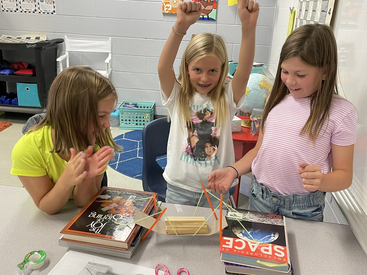 kelcooki's tweet photo. Students testing the strength of suspension bridges. https://t.co/ZLtlRZs4gX