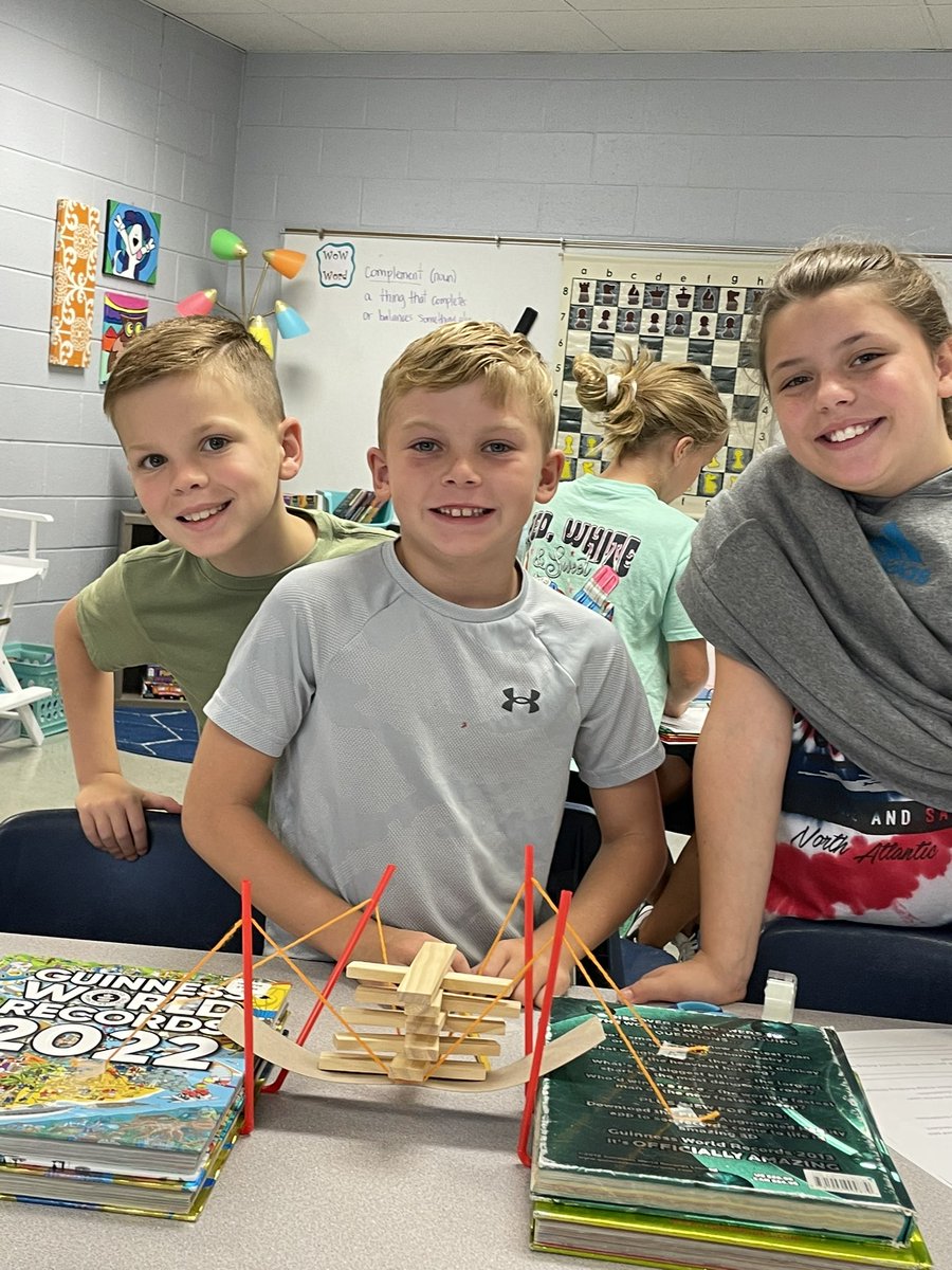 kelcooki's tweet photo. Students testing the strength of suspension bridges. https://t.co/ZLtlRZs4gX