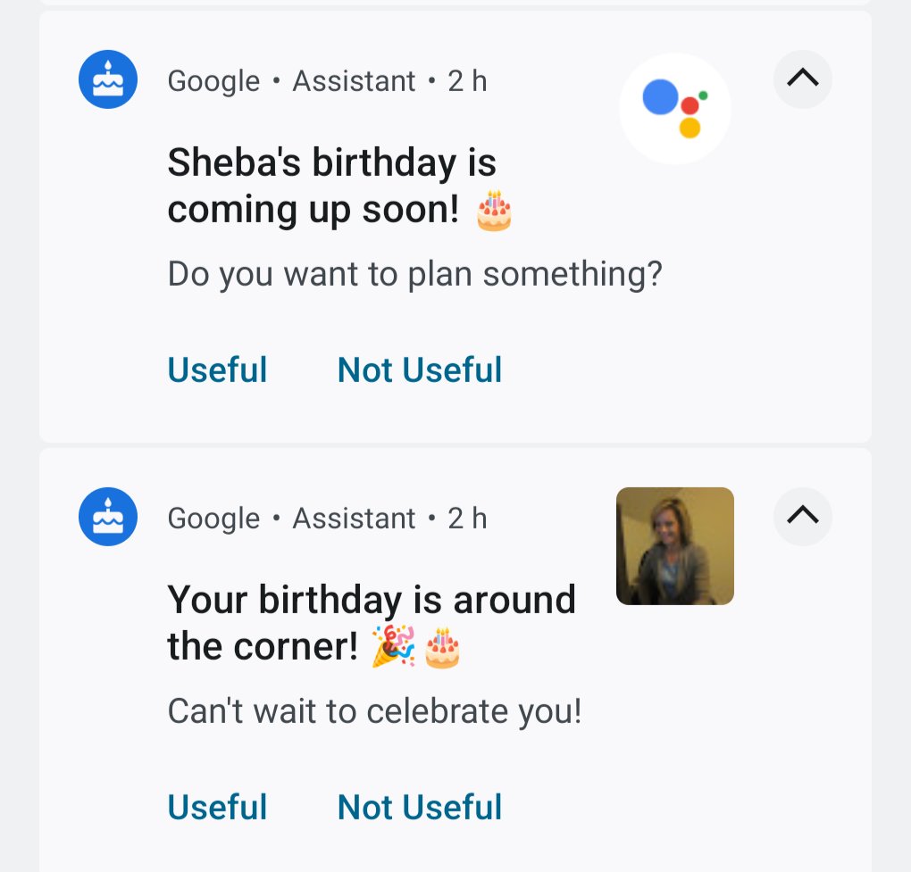 shebainpdx's tweet photo. Google is giving me multiple alerts about my own damned bday, I have to assume it thinks I have dementia or something #NotUseful https://t.co/8eej1hKRji