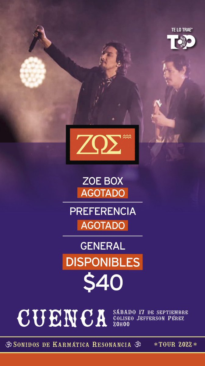 Así avanzan los trabajos de estructuras de escenario para luces y sonido en el Coliseo de Cuenca para el show de <a href="/zoetheband/">ZOÉ</a> mañana 20h00. Boletos en <a href="/Ticketshow/">Ticket Show</a> Mall del Río <a href="/TOPSHOWSECUADOR/">TOP SHOWS</a> <a href="/radioactiva_ec/">Radioactiva Ecuador</a> <a href="/complicefm/">Cómplice FM</a> <a href="/MileniumPlaza/">Milenium Plaza</a> <a href="/UNSIONTV/">UnsionTV</a> <a href="/OroVerdeCuenca/">HotelOroVerdeCuenca</a>
