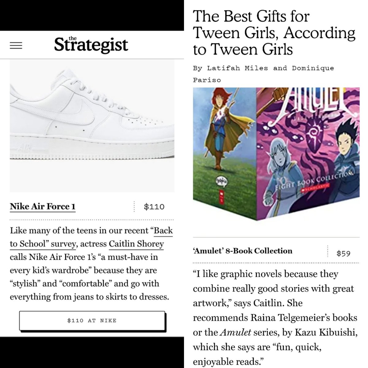 caitlinmshorey's tweet photo. I was asked by New York Magazine my opinion for best gift for Tween's. "Tween Clare" influencer for Tweens. ha ha. I always love interviews. Here were two of my favorites.
#influencers
#NYmagazine https://t.co/hn3j0tbXBi