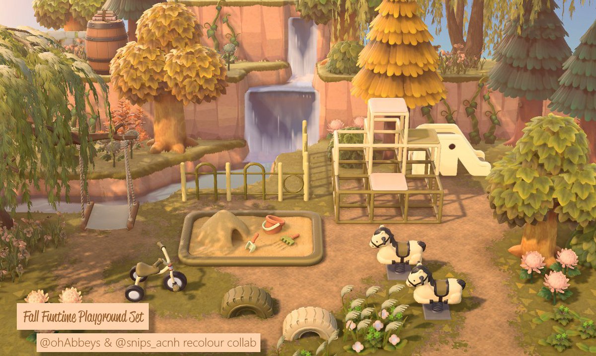 snips_acnh's tweet photo. ACNH Playground recolour collab with the super fantastic @OhAbbeys 💚

All the fun playground equipment, but cuter! Beige and green and so much better. 💚

#ACNH #AnimalCrossing #acnhmods #ACNHMod 

Link and mod credits in replies! https://t.co/hHewK2X152
