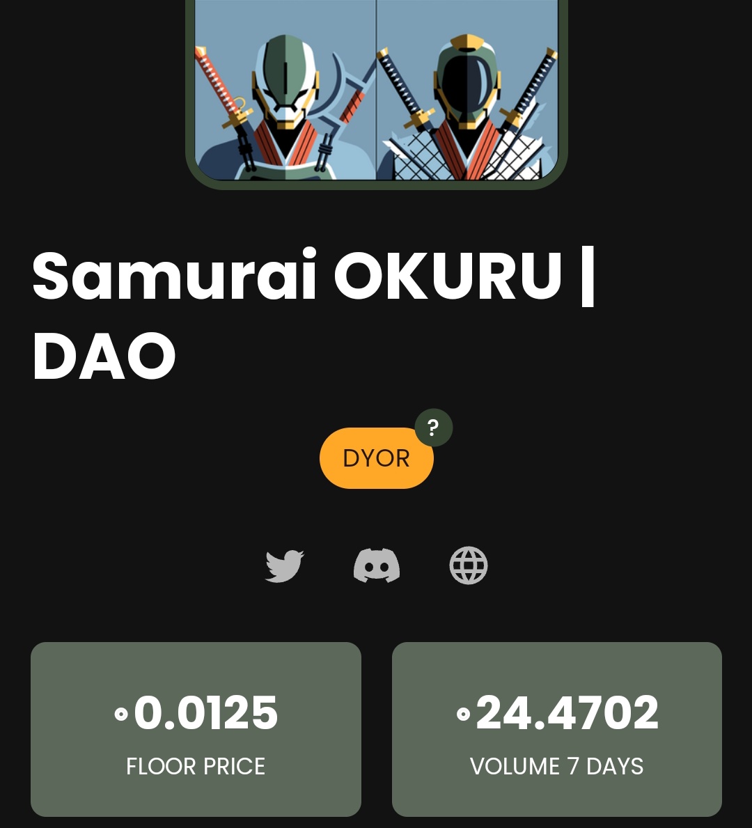 0xMedo's tweet photo. ❌WARNING ❌
They Rug a project called 'Samurai OKURU | DAO' one day ago!! Don't mint
https://t.co/rhMBRCM8A3
#Saferug @safe_rug
#NFT #Solana #SolanaCommunity #Zombie #FreeMint #rug https://t.co/uGIQ8OD2wQ