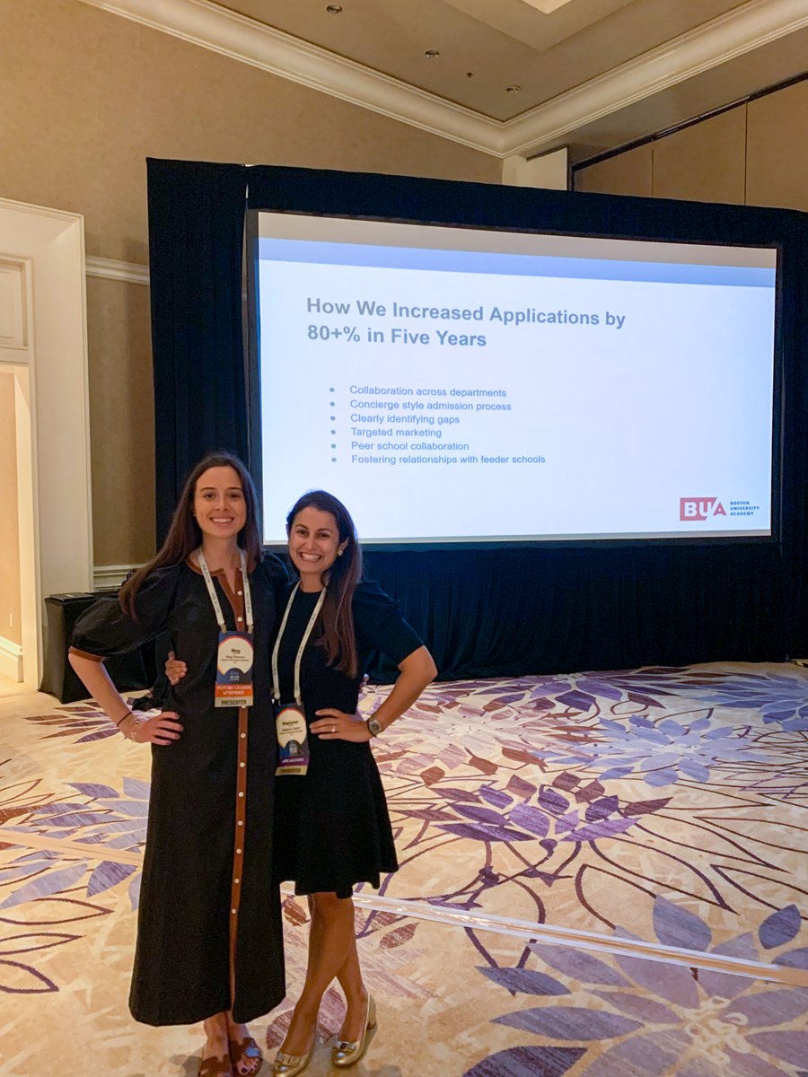 BUAcademy's tweet photo. Director of Enrollment Management, Nastaran Hakimi, and Associate Director of Admission, Meg Shannon, spent the last few days at the Annual Enrollment Management Conference in Orlando. This morning, they presented to a group of Hakimi and Ms. Shannon for all your work! https://t.co/WnVaVcTsAq