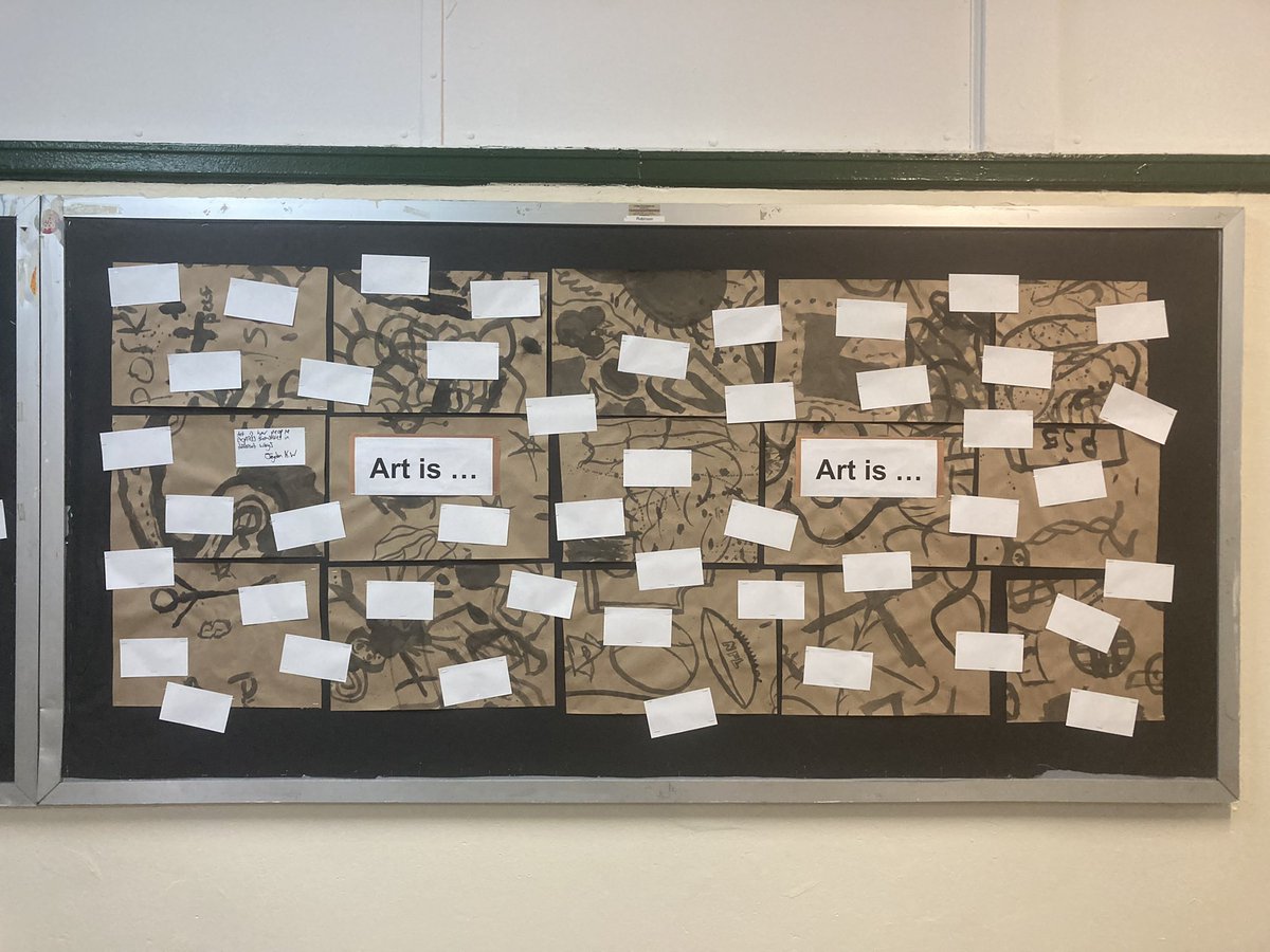 Used the remaining pieces of our #collaborative drawing as a background for an interactive hallway board
