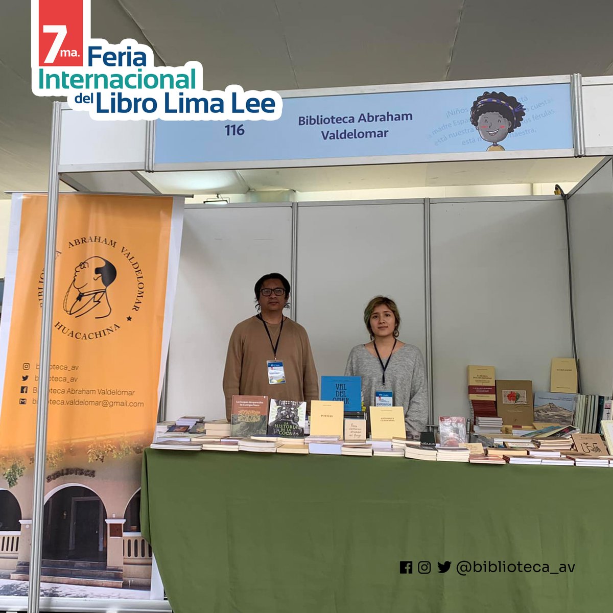 biblioteca_av's tweet photo. 🌟 La editorial Abraham Valdelomar de Huacachina está presente en la Feria Internacional del Libro “Lima Lee”

📍 Encuéntranos en el stand 116, en el Parque de la Exposición

Tenemos 50% en todos nuestro libros.
¡Pasen la voz 📢! ¡Los esperamos!
#limalee #limaleeica #valdelomar https://t.co/cxPRAuszsO