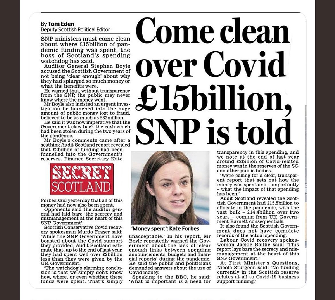 HarveyThomson's tweet image. I'll pre-empt this for you @ScotGovFM   @_KateForbes 
Every penny is allocated even though we don't know where. There is no secrecy or mismanagement even though we don't have complete records. It's the fault of Westminster, they gave us the money. That should cover it.