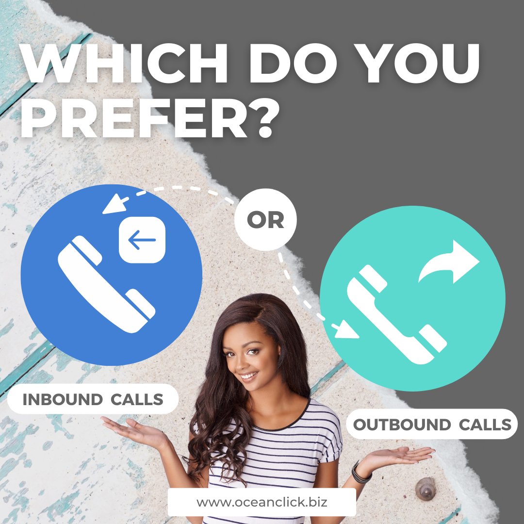 OceanClickVS's tweet image. An inbound call is initiated by the customer or prospect customer. An outbound call is initiated by a call center representative. 

As a customer service representative, which one do you like the most? Let us know by leaving a comment below!

#inboundcall #outboundcall #calls