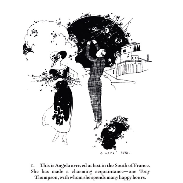 PulpLit's tweet photo. 1. This is Angela arrived at last in the South of France. She has made a charming acquaintance—one Tony Thompson, with whom she spends many happy hours. https://t.co/d3gCllwfFf