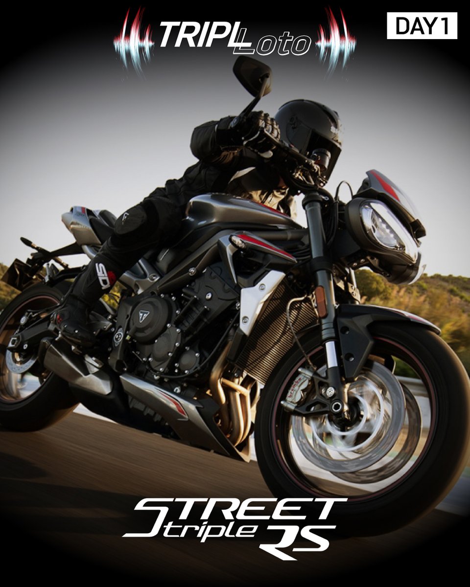 TriumphJapanKK's tweet photo. 【 #TRIPLOTO:DAY1】
#StreetTripleRS
のエンジン音だと思ったら
この画像をRT !
⏰締切は本日9/17の23:59まで
📣正解は9/20発表
実際の音を体感したいあなたは
公式サイトかお近くの正規販売店へ
https://t.co/wG1LxsrfJ4 https://t.co/D60Bh4DhgN