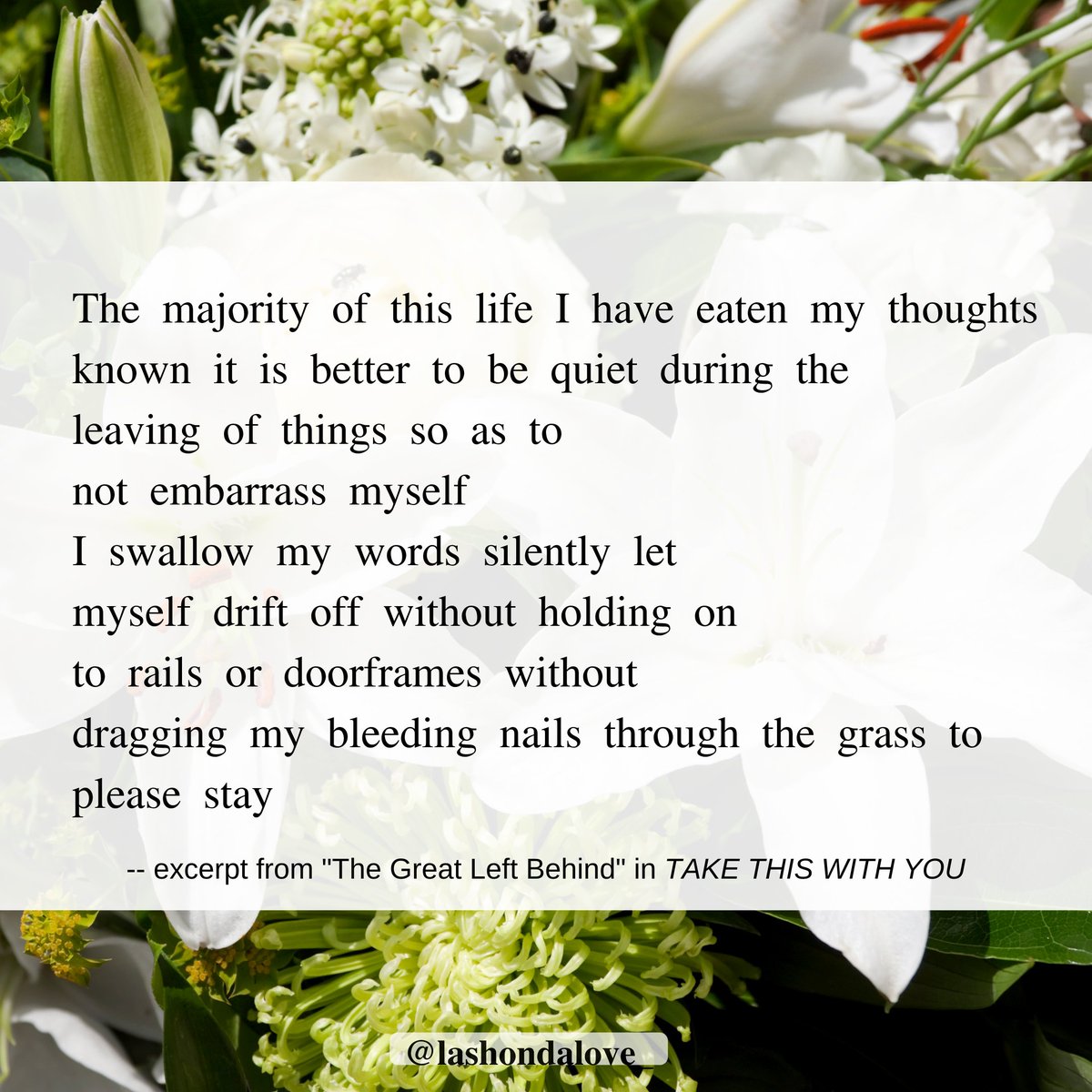 lashondalove_'s tweet photo. Excerpt from my poetry book, TAKE THIS WITH YOU - available now on Amazon: https://t.co/fnLD3SrEcz

#poetry #bipocpoets #poemoftheday #writingcommunity #poetrybook https://t.co/bdHwI7WufC