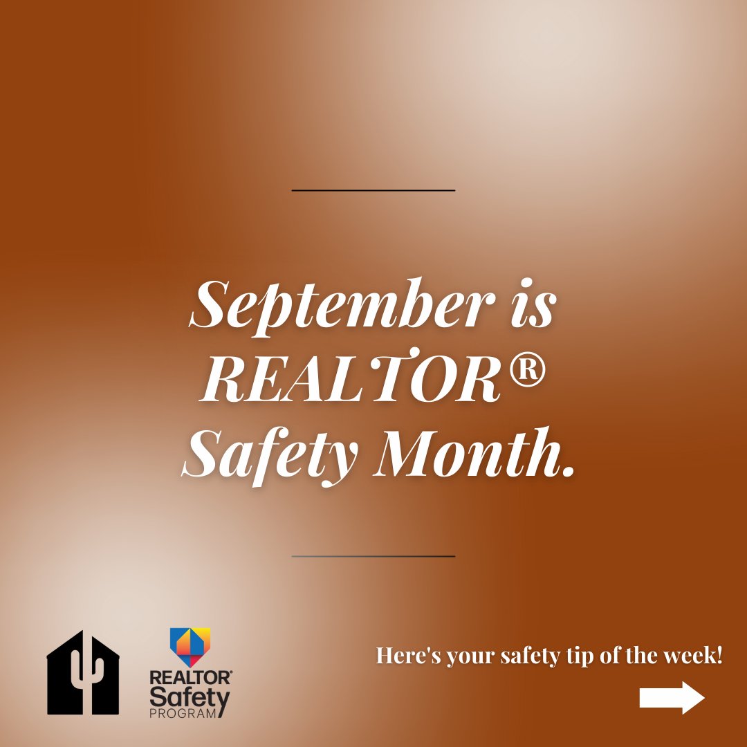 AZ_REALTORS's tweet photo. Happy Friday everyone! 🎉 It’s time for the REALTOR® Safety Month safety tip of the week! 🦺⁣

#ArizonaREALTORS⁣
#REALTORSafetyMonth⁣⁣
#SafetyTips⁣
#AZRealtor⁣
#ArizonaRealEstate⁣
#StaySafe⁣
#AZRealEstateAgent https://t.co/ksOAzNErwu