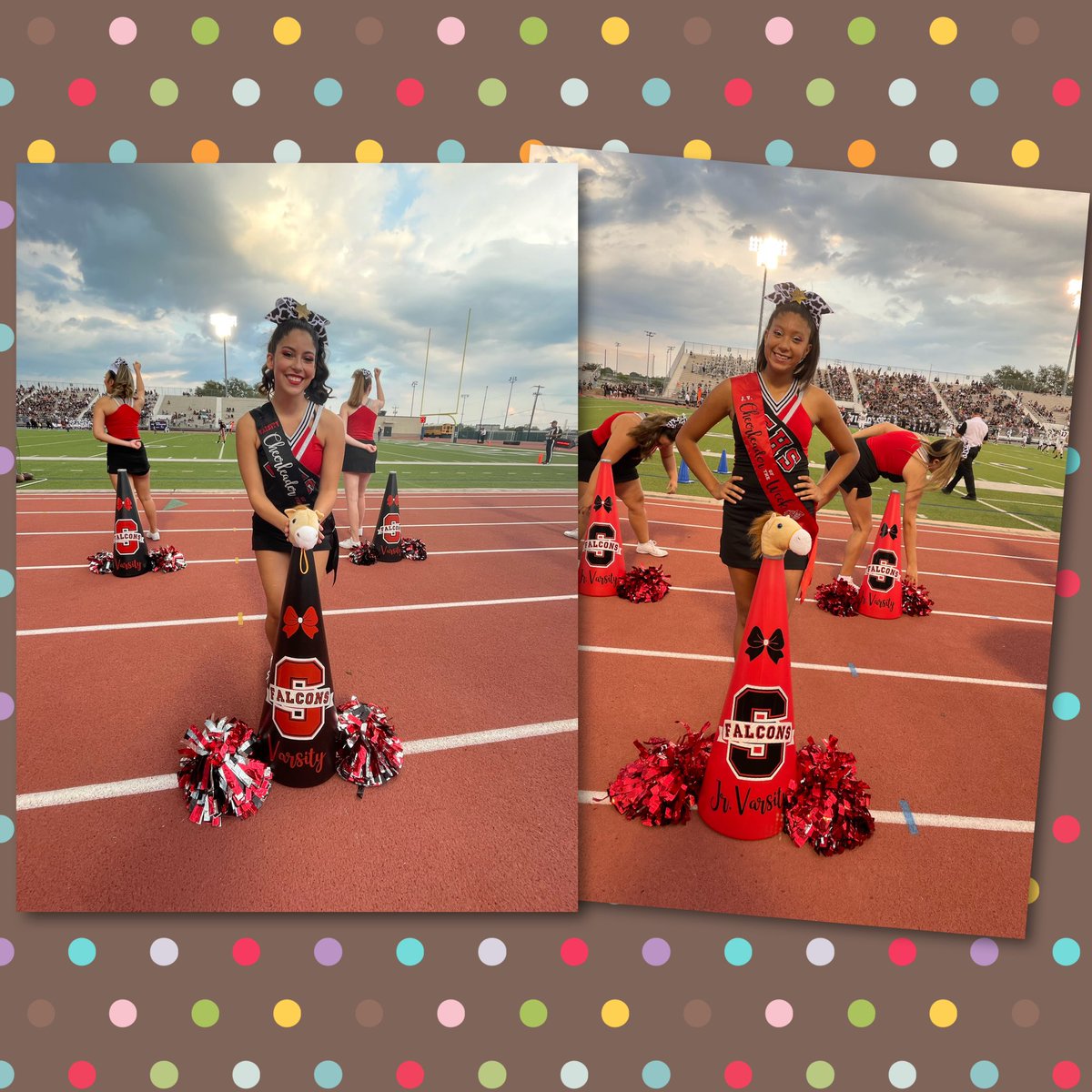 Week 3 Cheerleaders of the Week are Varsity member Karmen &amp; JV member Gabriella! Great job y’all 🤠 #latepost #stillproud