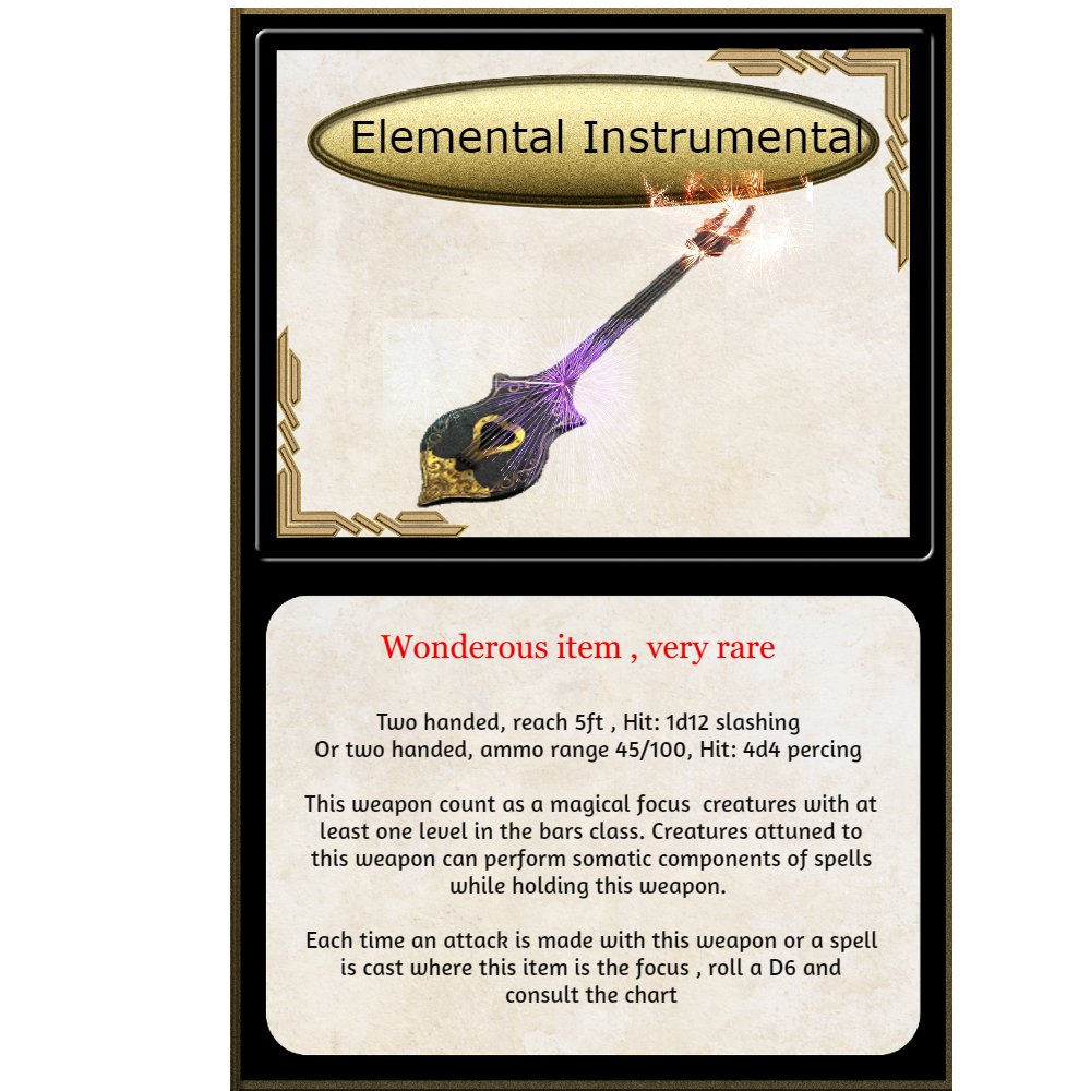 Yokai_Group's tweet image. One does not simply control the Elements , You must Rock them........🎻

This item, monsters and more can be found on our patreon. patreon.com/user/posts?u=7…
#DnD #ttrpgcommunity #charactersheet #bard