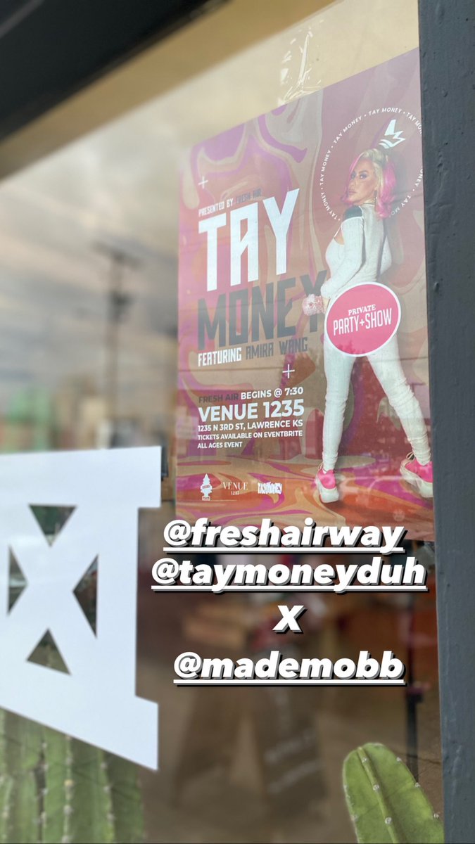 freshairway's tweet photo. @taymoneyduh @MADEMOBB SEPT. 23 LIVE IN LAWRENCE KANSAS PRESENTED BY FRESHAIRWAY TICKETS AVAILABLE NOW!!! #freshairway #taymoney https://t.co/c5jGXeSjA9