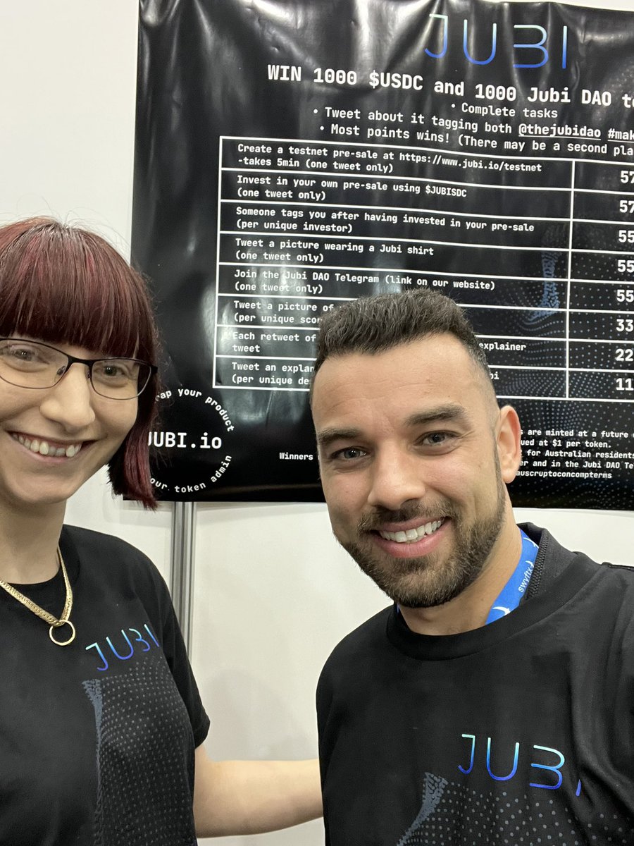 DanielMontoyaHD's tweet photo. We’re at @AusCryptoCon with @thejubidao! #makeitjubi https://t.co/8XF3Vqt2DH