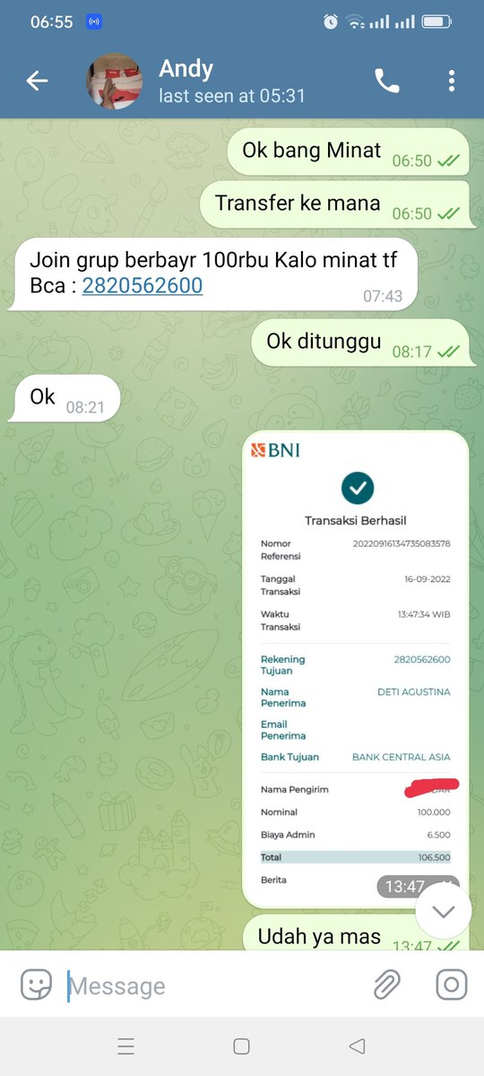 Funks14004558's tweet photo. Hari hati sama Akin ini, setelah saya Transfer, link gak Dikirim kirim Dan langsung di block https://t.co/fKrtdmW7Vx