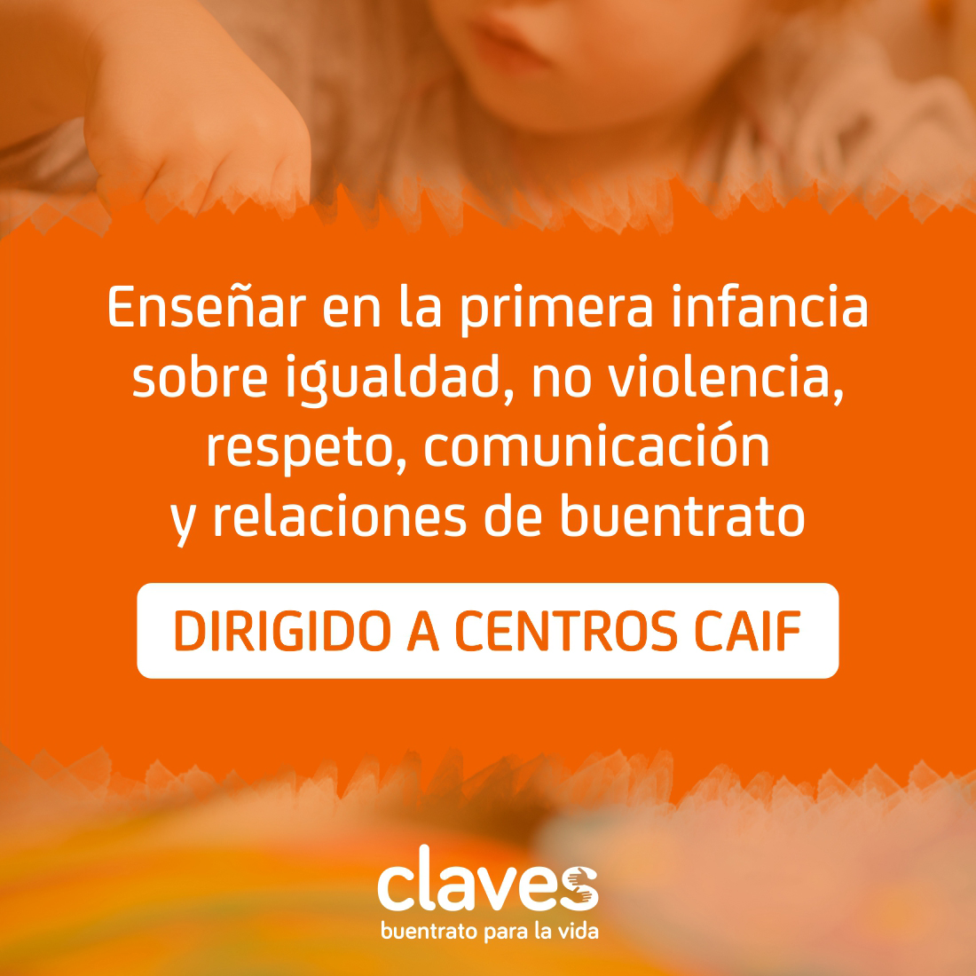 ProgramaClaves's tweet image. Nuevo curso de Claves | Desde el inicio de la vida, para toda la vida.

DIRIGIDO A CENTROS CAIF (Uruguay)

👉 Postular para BECAS en el link en la bio 👈

Objetivo: Enseñar en primera infancia sobre igualdad, no violencia, respeto, comunicación y buentrato.