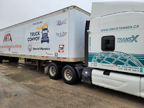TomEqualsMann's tweet photo. We are proud to haul the promotional event trailer in tomorrow's Special Olympics Manitoba Truck Ride. TX truckers support our amazing athletes and their achievements. Register or donate here https://t.co/XQcUpo9EoG! #mbtrucking #specialolympicsmanitoba #specialolympics #transx https://t.co/d950MY1MfV