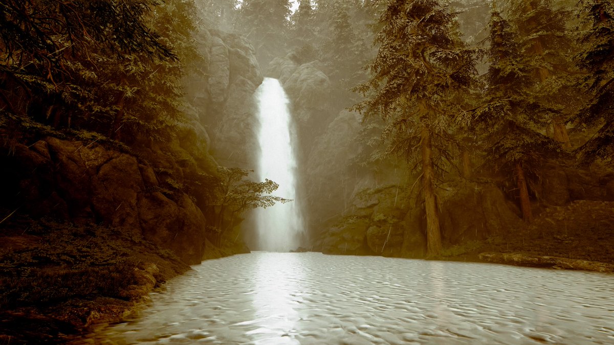 #PS5Share, #DAYSGONE #nature #waterfalls #virtualphotography #vprt #worldofvp #serenity #eveningsunset
