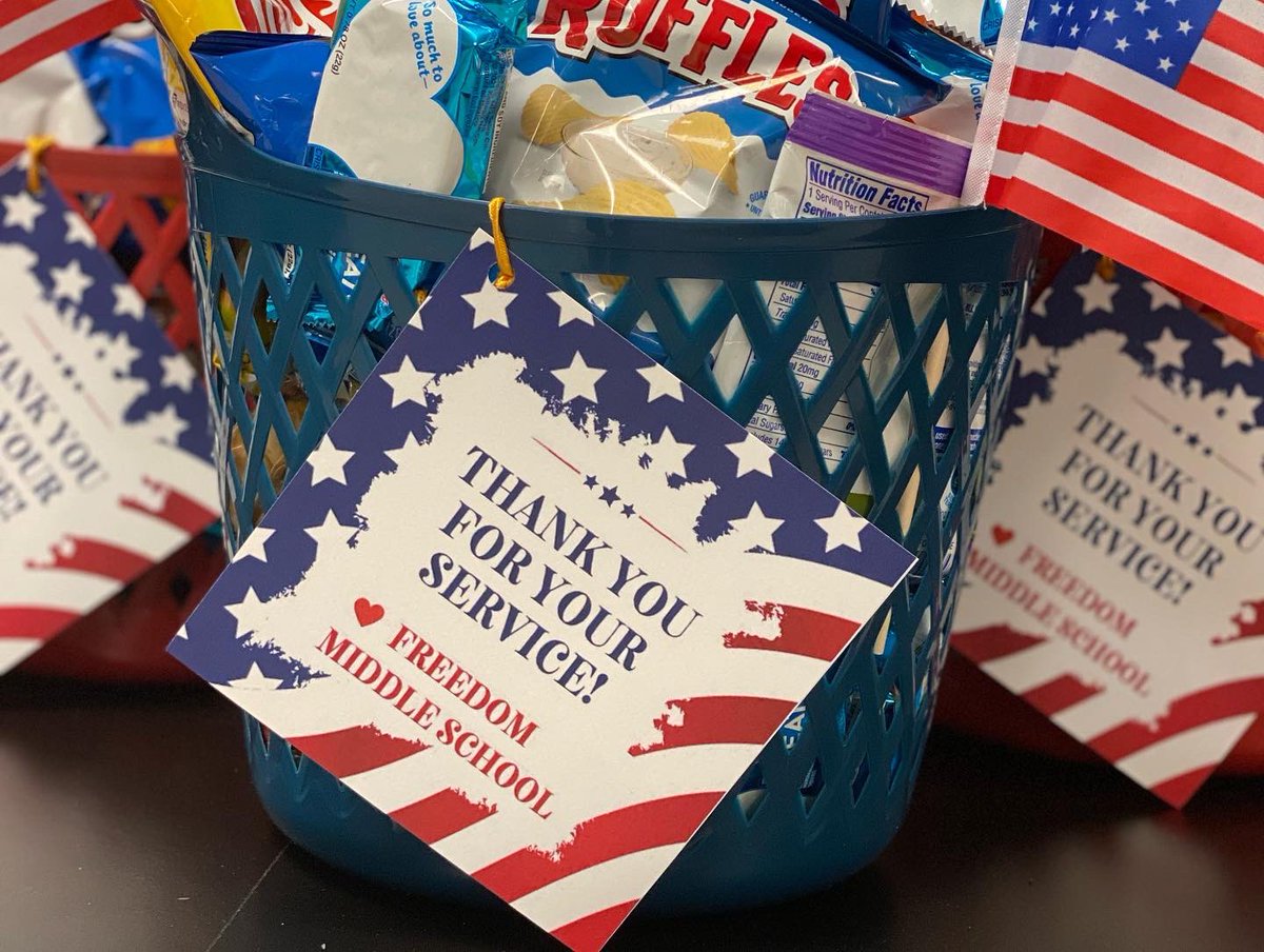 MrsLoden's tweet photo. Some of our snack baskets ready to deliver to our local first responders! ❤️🇺🇸💙 #firstresponders #thankyou #ccsdcares #middleschool #leadership @CherokeeSchools https://t.co/cUNShasskG