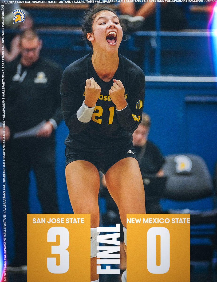 Spartans defeat New Mexico State for the first time since 1994.
14 service aces for the Spartans
Mia Schafer w/7 aces
Sarah Smevog w/4 aces

#AllSpartans