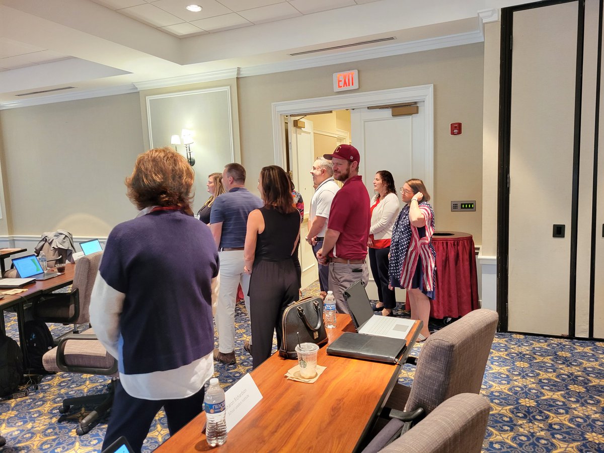 MBDCoach's tweet photo. Day #3- Dr. Graham @VTSchoolLeaders , getting everyone up &amp; moving, ready to dig in to some deep conversation, discussion and presentation on Principal Evaluation. "Management is doing things right: leadership is doing the right things." -Peter Drucker https://t.co/hhUL8z5yM4
