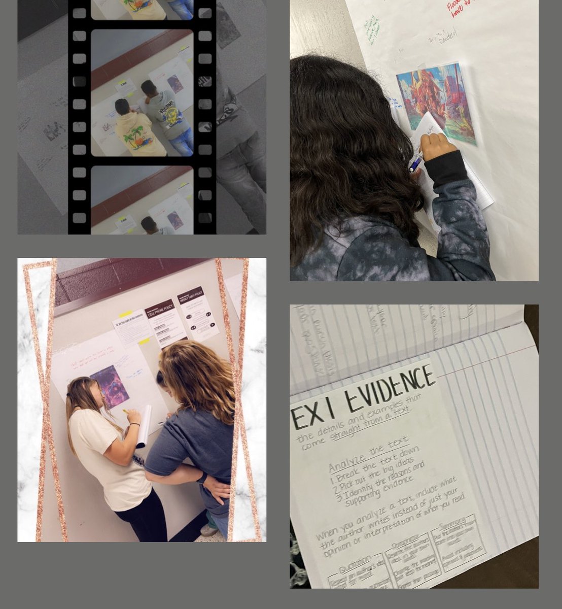 melanielasater's tweet photo. #ShortAnswerResponse needs #TextEvidence to support your answer. 8th graders @WallerJrhigh in Ms. Thompson and @mscaniffwjh classes completed a gallery walk of an array of pics and used text evidence from the pics to support their thoughts. Way to #HustleHard @WallerISD https://t.co/pqgPTlcFbu