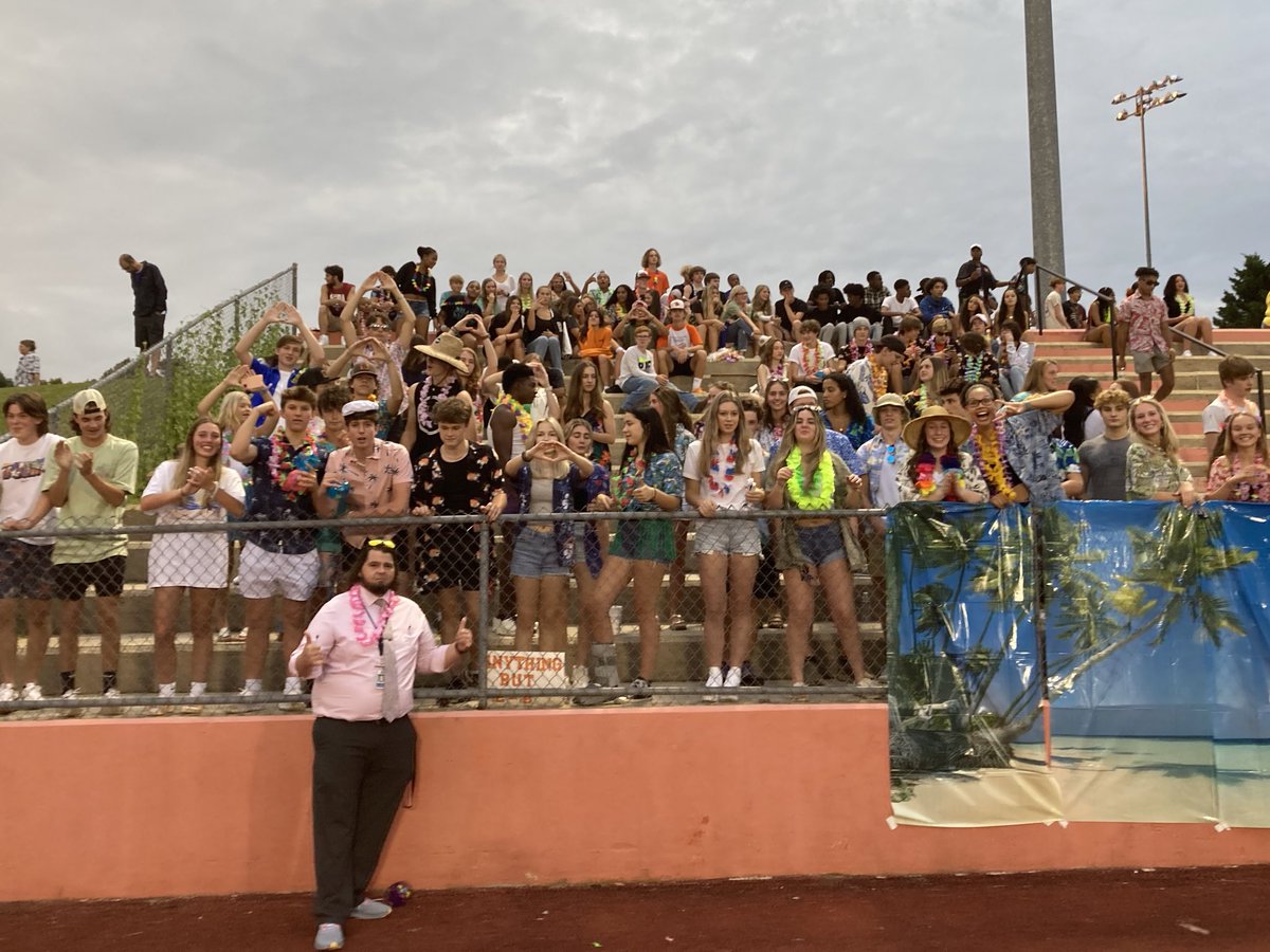 OrangeCoSchools's tweet photo. Who wore it better?! Luau Night in August, or Neon Night in September. 

The ‘O’ Gang &amp; @OrangeHS_NC admins bring their best every time! #TheOGang #OCSInspires #FridayNightLights @OHS_Football1 @orangepanthers1 https://t.co/nGukwHLJ9S