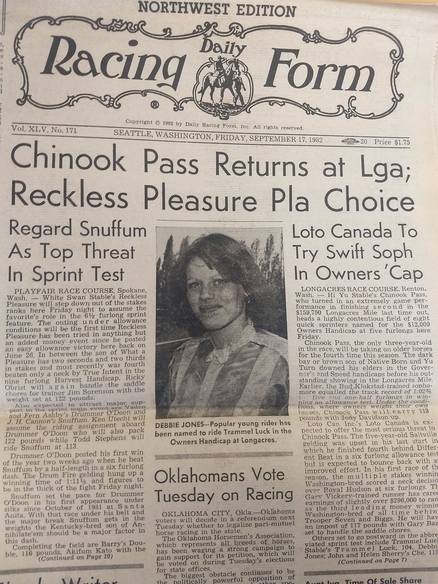 EmeraldDowns's tweet photo. Just 2 days left in the 2022 season

Saturday, 11-race card, 20-cent Pick 5 carryover, $9k

And we'll honor Chinook Pass who 40 years ago - Sept. 17, 1982 did the unthinkable. Come out to the track and see what he accomplished. https://t.co/EZqsMl3ER6