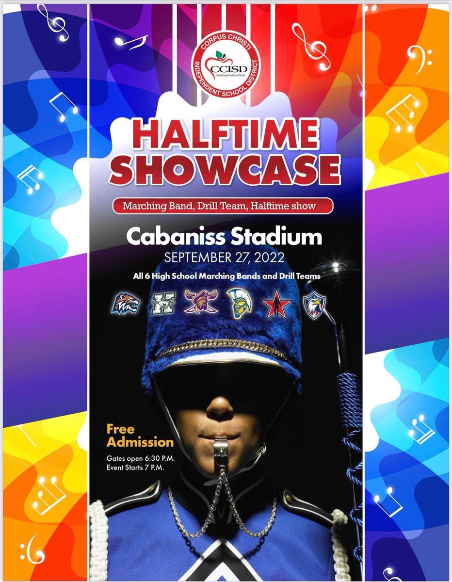 Come out and support our <a href="/VStarline/">VMHS Starline Dance Team</a> &amp; <a href="/VMHSBand_CC/">VMHS Band</a>       Halftime Showcase is back! 🎶🎺🥁👯‍♀️

The Annual Corpus Christi Independent School District Halftime Showcase brings together all 6 high school bands and drill teams. 

event will be held at Cabaniss Field on Saratoga Blvd.